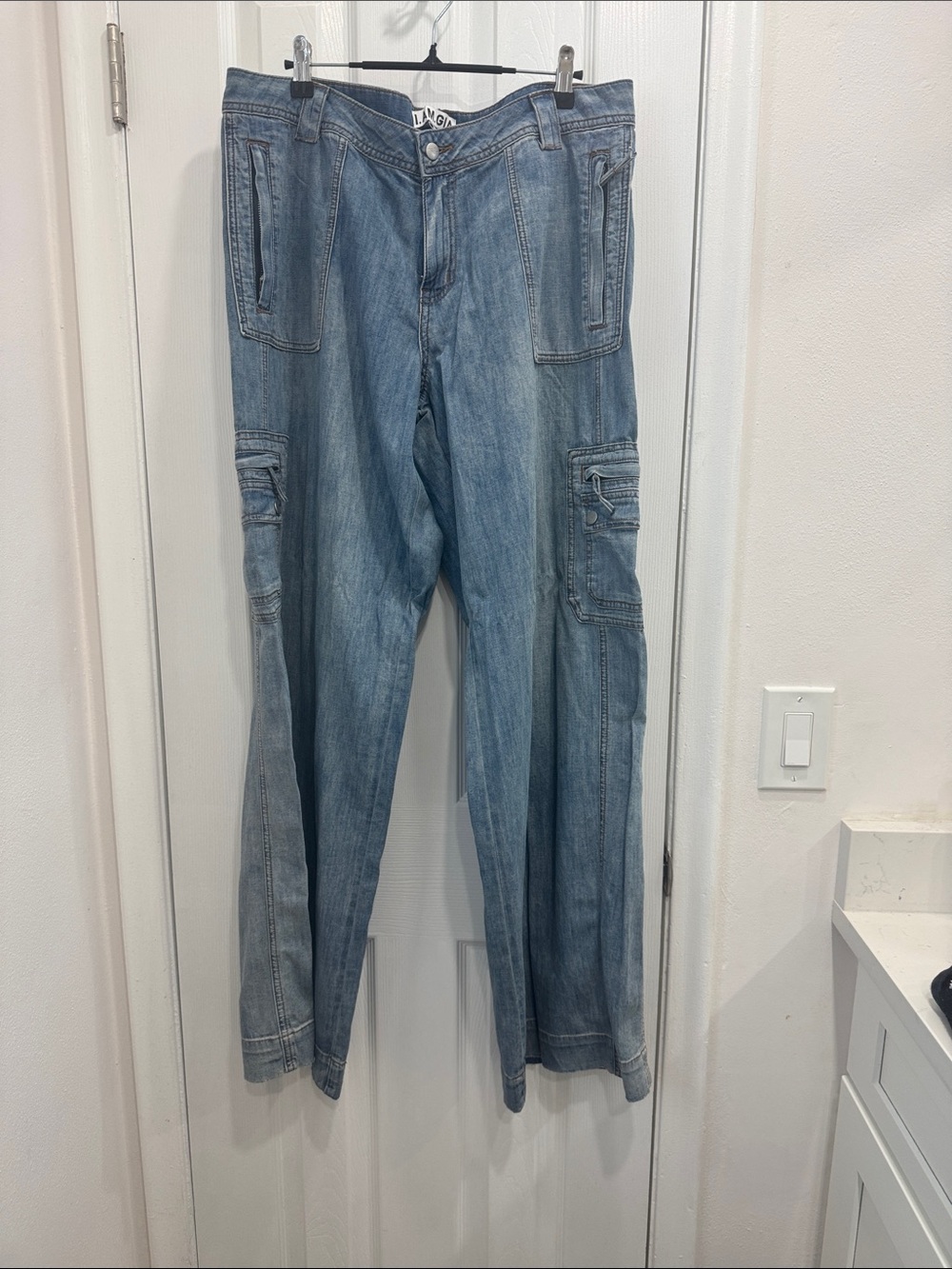 I.AM.GIA Light Wash Wide Leg Cargo Jeans- very soft! Never worn!